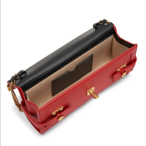 New Balmain Red leather pouch on chain - Picture 2 of 4
